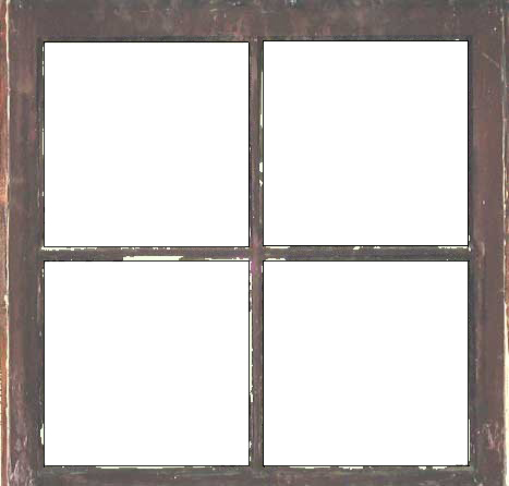an old window shows before and after photos